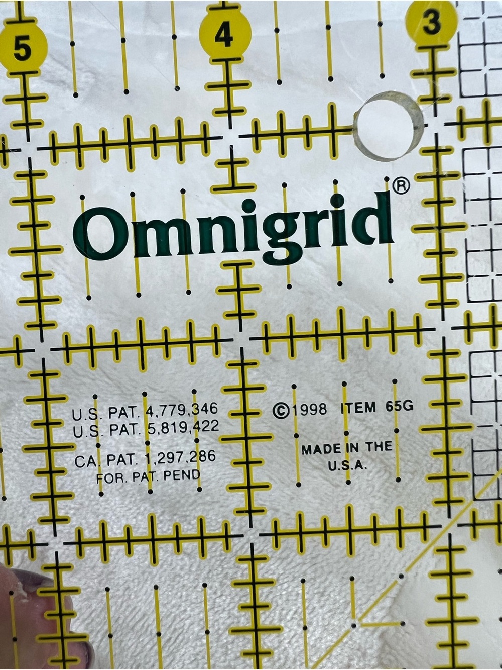 Clear Quilting Ruler with Yellow Grid